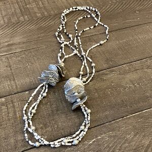 Elegant Silver Beaded Necklace
